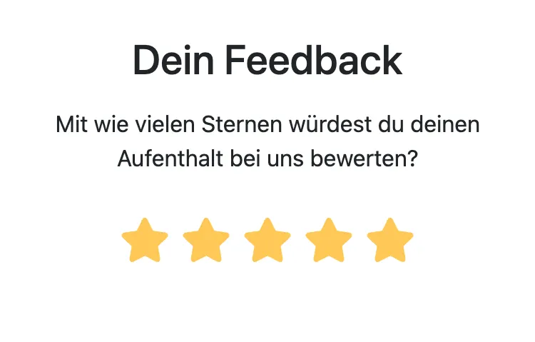 Feedback-Anfrage an Gäste nach dem Restaurantbesuch mit Sternebewertung