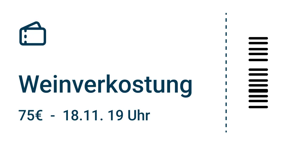 Digitales Ticket mit QR-Code für eine Weinverkostung, verkauft über den Teburio-Ticketverkauf für Events